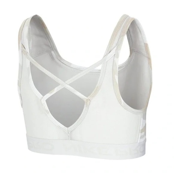 Nike Pro Sports Bra Women's Size Small White Tan Camo Print Scoop Neck Mesh Back - Picture 9 of 11